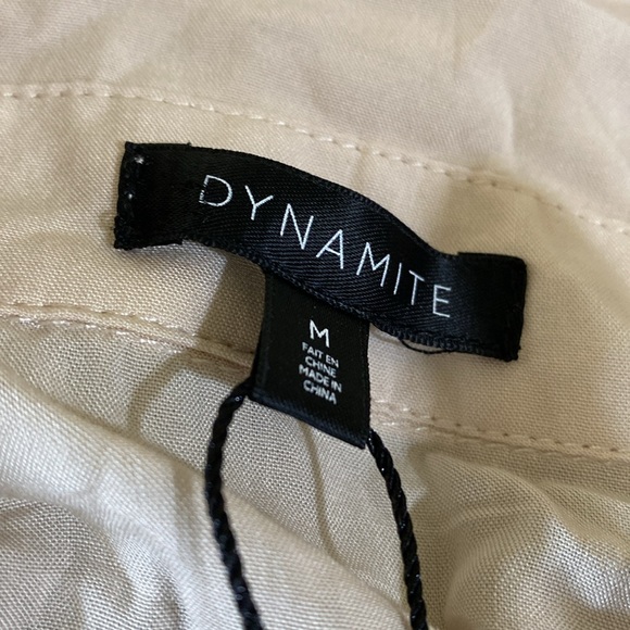 Dynamite Beige Tie Front Sleeveless Blouse Gray Morn Size M - Picture 4 of 5